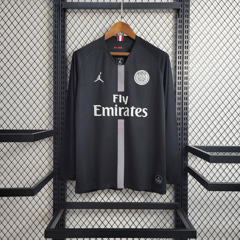 Camisa PSG Manga Longa Retrô 18/19 Away - Preto