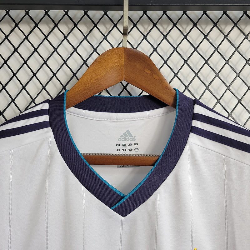 Camisa Real Madrid Manga Longa Retrô 12/13 Home - Branco