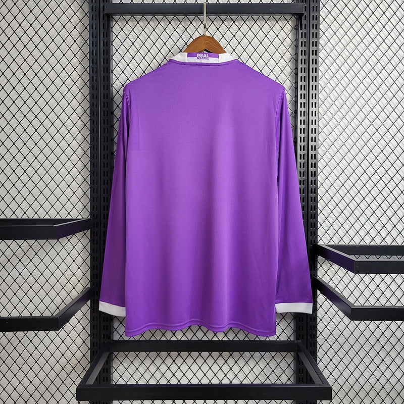 Camisa Real Madrid Manga Longa Retrô 17/18 - Roxo