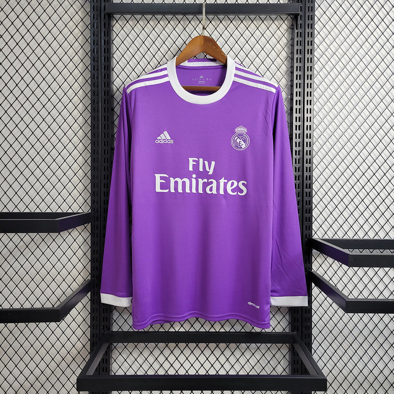 Camisa Real Madrid Manga Longa Retrô 17/18 - Roxo