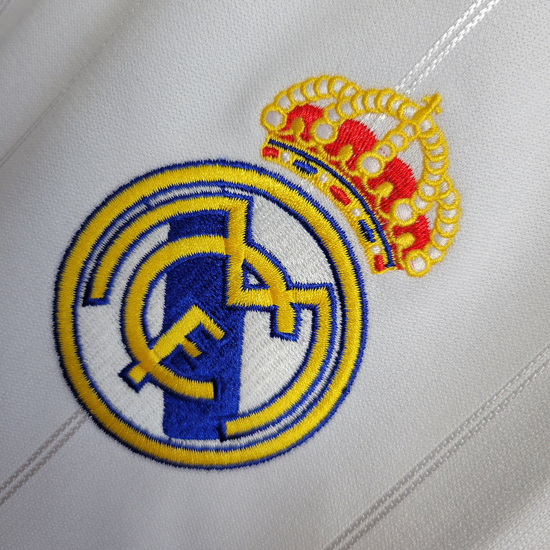 Camisa Real Madrid Manga Longa Retrô 12/13 Home - Branco